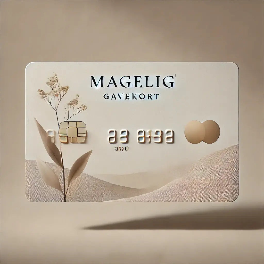 Magelig gavekort med elegant design, perfekt til designelskere, produceret i Europa, dansk design.