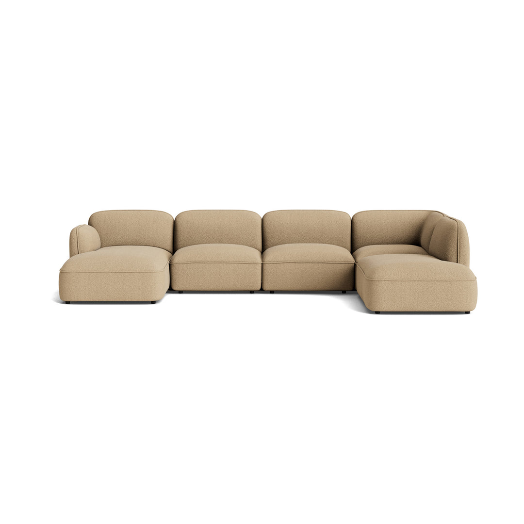 Ease 5 modulers sofa i smuk sandfarvet boucle - sofa med chaiselong og open end 